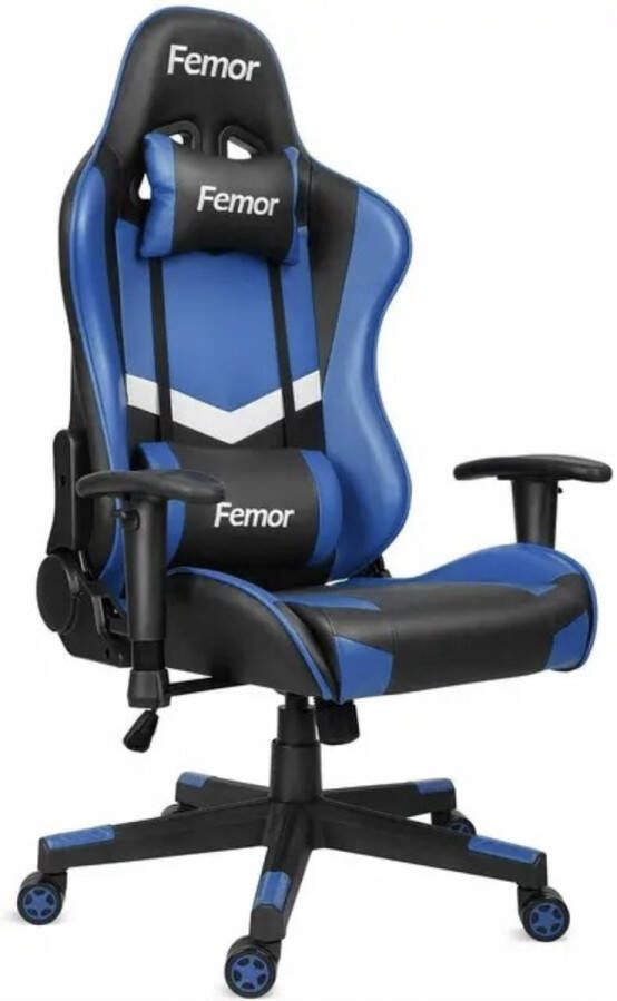 HDJ Femor Gamestoel Ergonomisch Gaming stoel Bureaustoel Verstelbaar Comfortabele Zithoogte Multifunctionele Armleuningen Gamestoelen Racing Gaming Chair Max Gewicht 200 kg Zwart Blauw