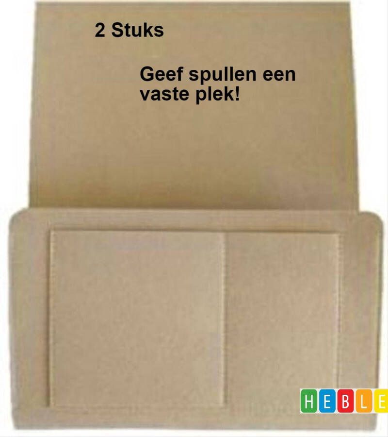 Heble 2x Groot Beige Bedside Pocket 32 x 20 x 10 cm voor Tijdschriften Opbergen Bank Organiser & Bed Organiser van