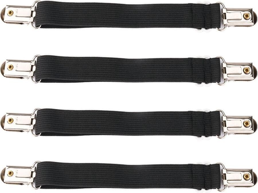 Heble 4 stuks Lakenklemmen Metalen gesp Bevestigingsband Lakenspanners Set Overtrek Spanners Dekbedspanners Lakenspanner Elastisch Hoeslaken klemmen voor bed overtrek van ***