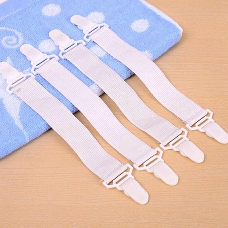 Heble 4 stuks Lakenklemmen Metalen gesp Bevestigingsband Lakenspanners Set Overtrek Spanners Dekbedspanners Lakenspanner Elastisch Hoeslaken klemmen voor bed overtrek van ***