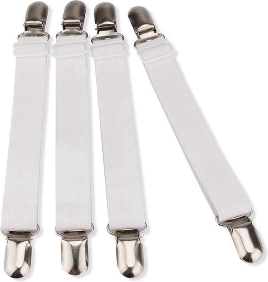 Heble *** Dekbed Spanners Laken Spanner Lakenspanners 25cm lang en rekbaar tot 45cm Dekbed Opmaken Laken Bevestiging 4 stuks Wit Maak je bed op in een handomdraai met ***