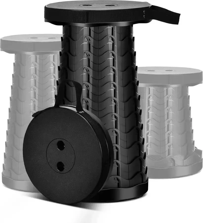 Heble *** Verstelbare Stoel Klapkruk Krukje Telescopische Kruk Viskrukje Campingkruk Zwart Max 46cm van ***