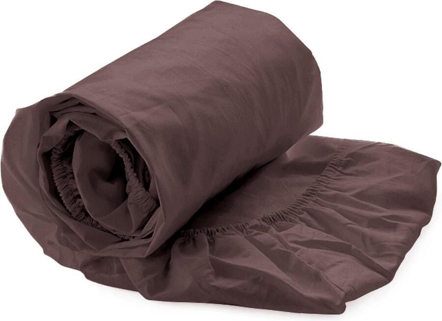 Heckettlane Hoeslaken Elementi Onderlaken voor tweepersoonsbed 180x200 100% Katoen-Satijn Bruin