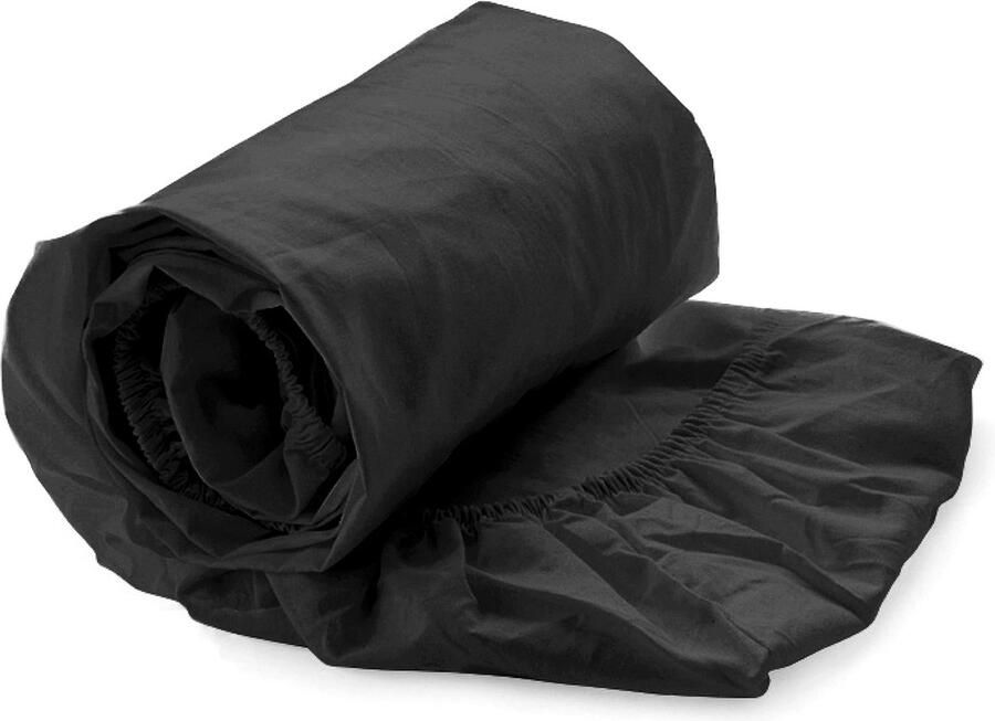 Heckettlane Hoeslaken Elementi Onderlaken voor tweepersoonsbed 160x200 100% Katoen-Satijn Zwart