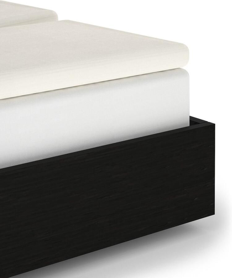 Heckettlane Hoeslaken Elementi-Split-Topper Onderlaken voor Tweepersoonsbed 180x210-220 cm 100% Katoen-Satijn Off-White
