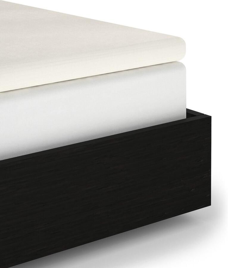 Heckettlane Hoeslaken Elementi-Topper Onderlaken voor Tweepersoonsbed 200x200 cm 100% Katoen-Satijn Off-White