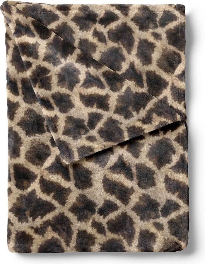 Heckettlane Zohome Plaid Giraffe Warme deken voor op de bank Zacht 140x200 Bruin