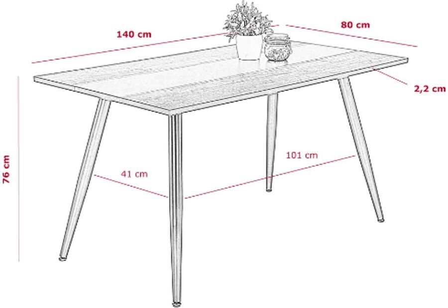 Hela Eettafel Jamina 140x80 Cm-beton zwart - Foto 4