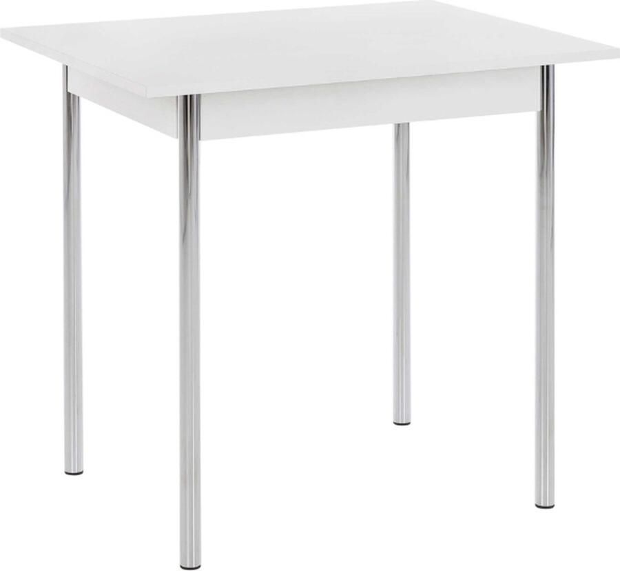 Hela EMOB Eettafel Kolette 90x65 cm-wit chroom Eettafels outlet Wit Chroom; Metaal; Spaanplaat Eettafels outlet Op voorraad