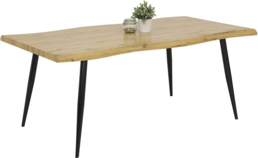 Hela EMOB Eettafel Brihanne 180x100 cm-boomrand Keukentafels Bruin Melamine; MDF; Metaal Keukentafels Op voorraad