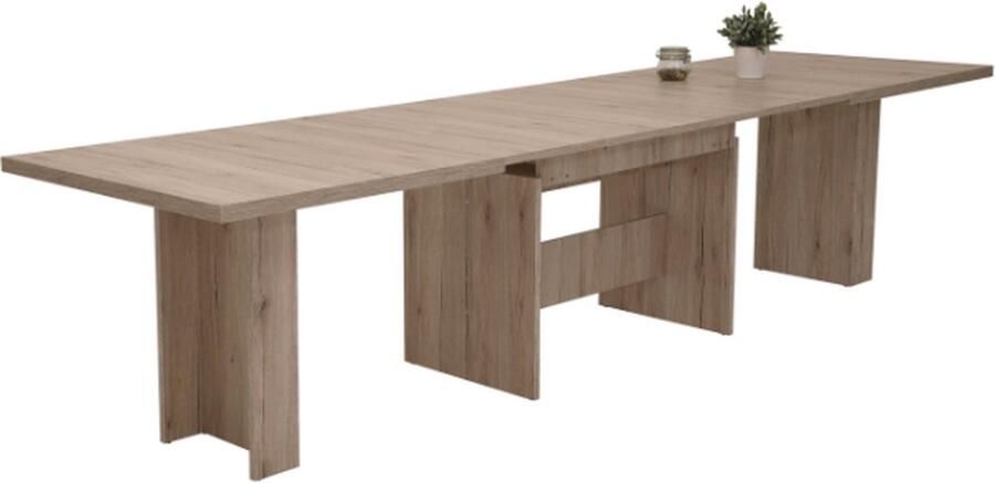 Hela EMOB Eettafel Lianna 160 320x90 cm-zandkleurige eik Kantoortafels Bruin Spaanplaat Kantoortafels Op voorraad - Foto 6