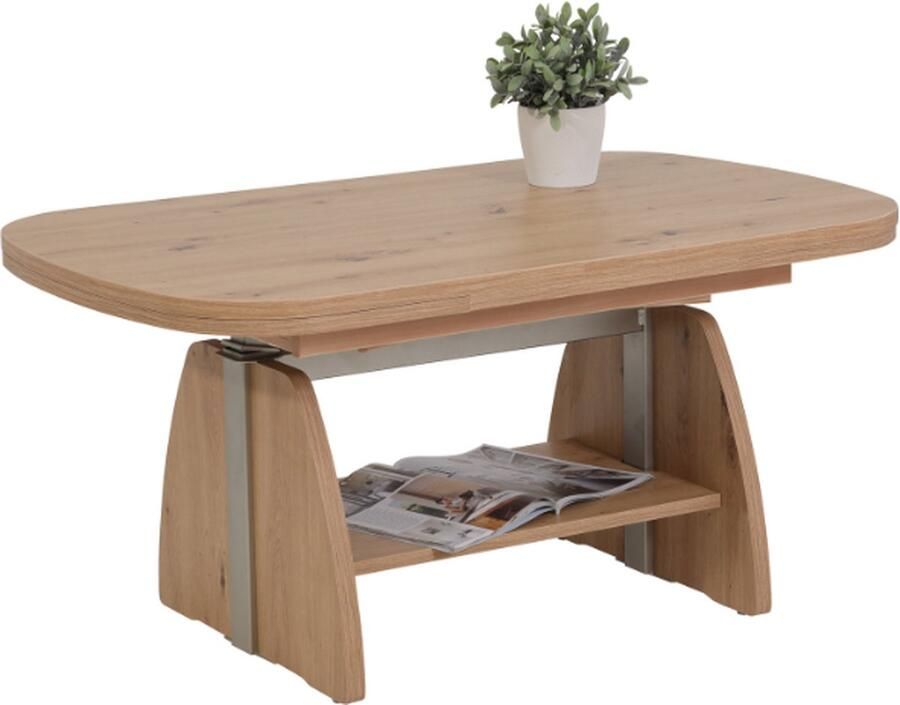 Hela EMOB Salontafel Vienna 108 157x67x52 71 cm-artisanale eik Ovale salontafels Bruin Spaanplaat Ovale salontafels Op voorraad - Foto 3