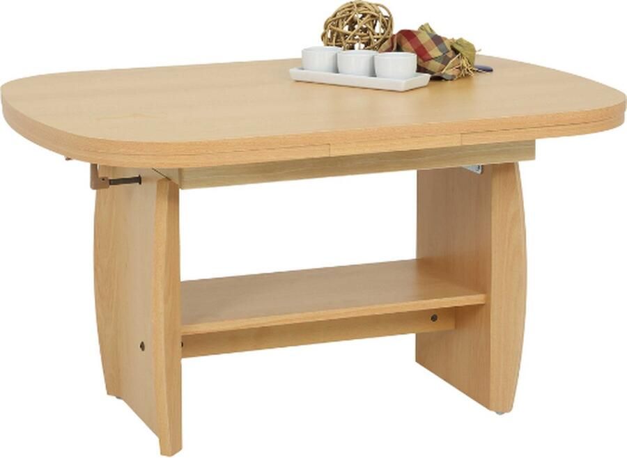 Hela EMOB Salontafel Mihanne 90 142x68x52 62 cm-beuk Ovale salontafels Bruin Spaanplaat Ovale salontafels Op voorraad - Foto 4