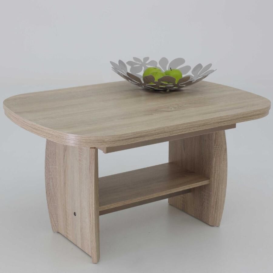 Hela EMOB Salontafel Mihanne 90 142x68x52 62 cm-sonoma eik Ovale salontafels Bruin Spaanplaat Ovale salontafels Op voorraad