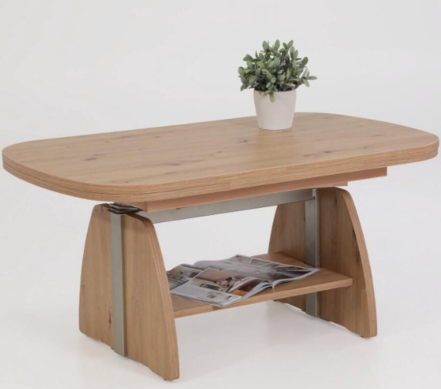 Hela EMOB Salontafel Vienna 108 157x67x52 71 cm-artisanale eik Ovale salontafels Bruin Spaanplaat Ovale salontafels Op voorraad - Foto 2