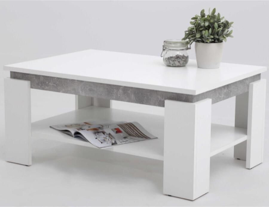 Hela EMOB Salontafel Timo 90x60 cm-beton wit Rechthoekige salontafels Betonlook Spaanplaat Rechthoekige salontafels Op voorraad - Foto 4