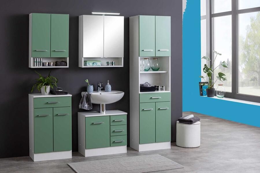 Held Badkamerkast Ricca 50cm 2 deuren & 1 lade wit groen - Foto 2