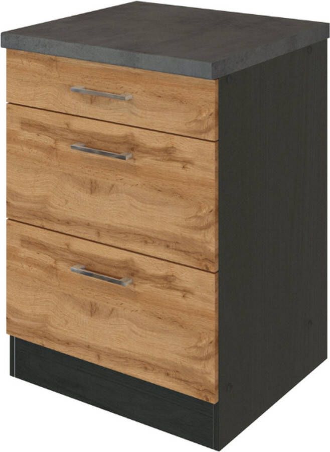 Held Keukenkast Sorrella 50cm 3 lades eik grafiet