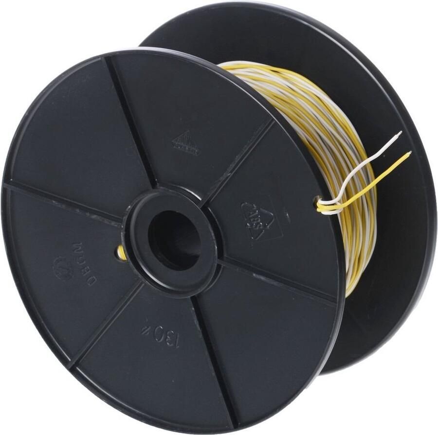 Helos Schaltdraht YV 2x0 6 1 wei? gelb 100 m Spule
