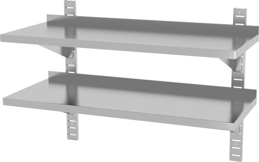 Hendi Dubbele Verstelbare Wandplak met 2 Bevestigingsbeugels 1000x400x(H)600mm 816592 Horeca & Professioneel