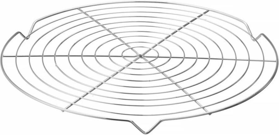 HENDI koelrooster voor taarten roestvast staal met geintegreerde poten koelen en glazuren diameter 32 cm x 2 cm hoog zilverkleurig voor taart en cake