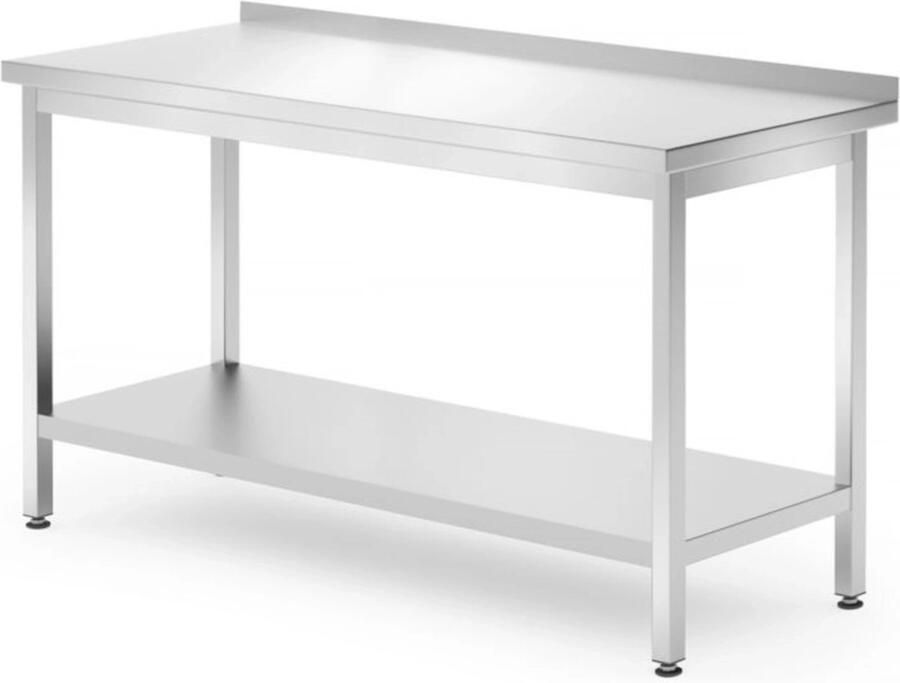 Hendi Muur werktafel met schap geschroefd 1400x700x850 mm roestvast staal verstelbare voeten
