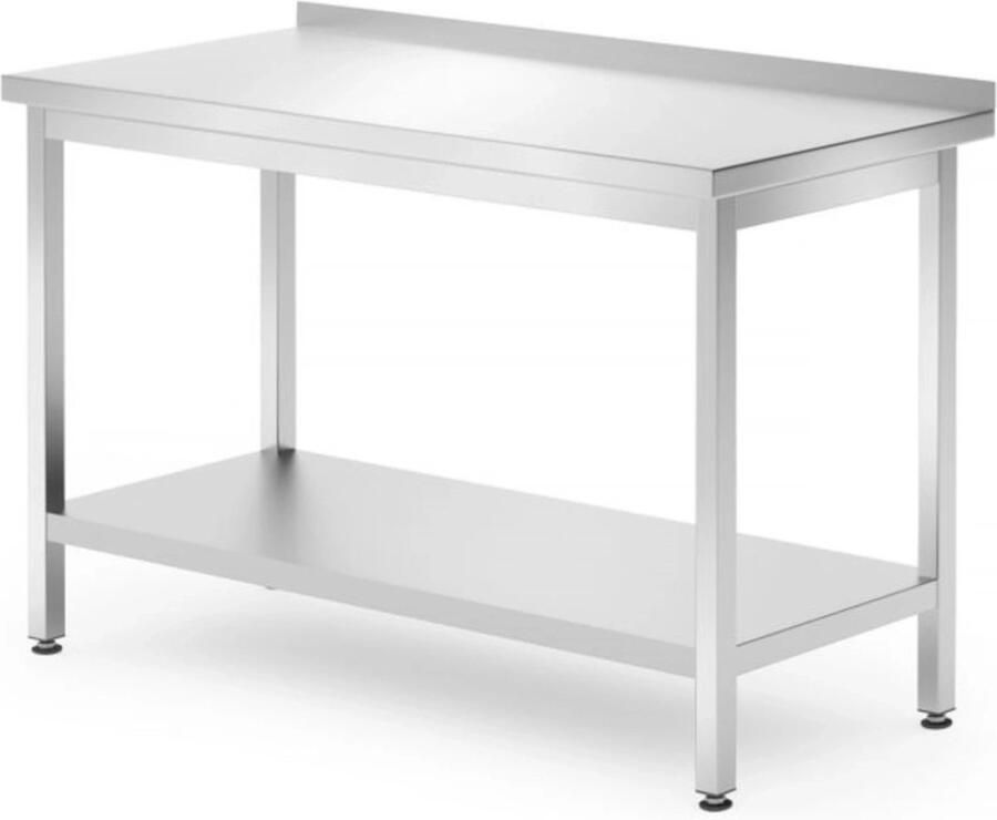 Hendi Muur werktafel met schap roestvast staal verstelbare voeten 1200x700x850 mm