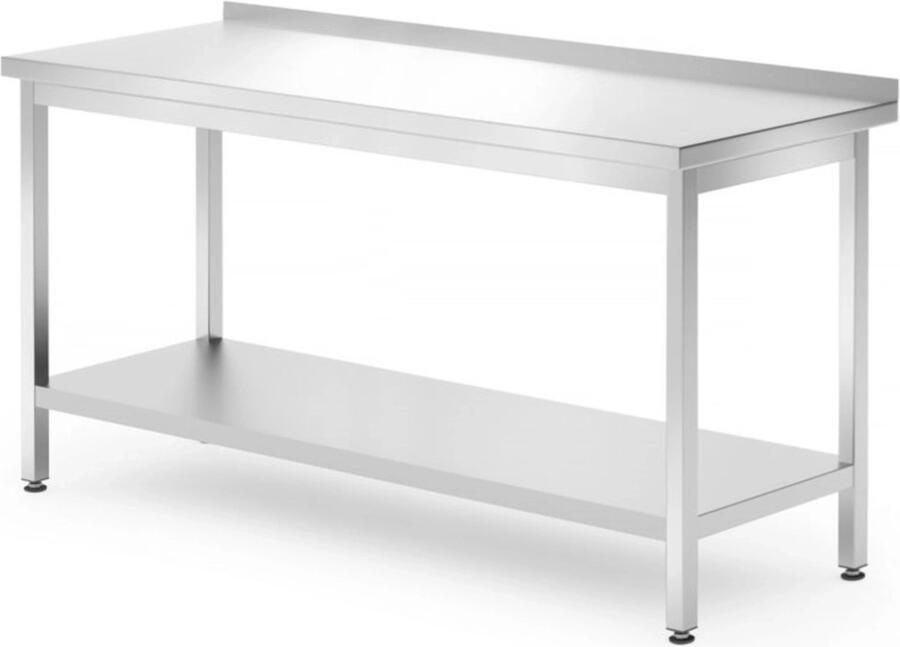 Hendi Muur werktafel met schap roestvast staal verstelbare voeten 1600x700x850 mm