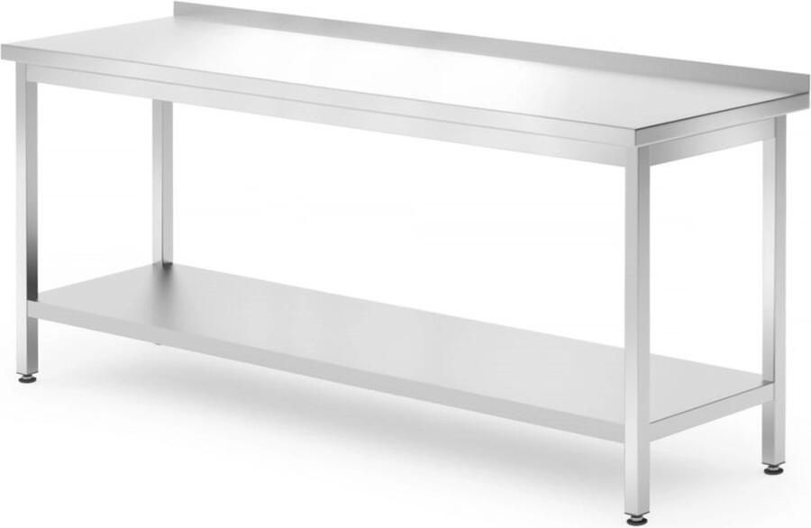 Hendi Muur werktafel met schap roestvast staal verstelbare voeten 1800x700x850 mm