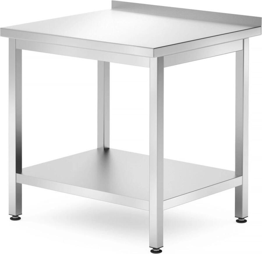 Hendi Muur werktafel met schap roestvast staal verstelbare voeten 800x700x850 mm