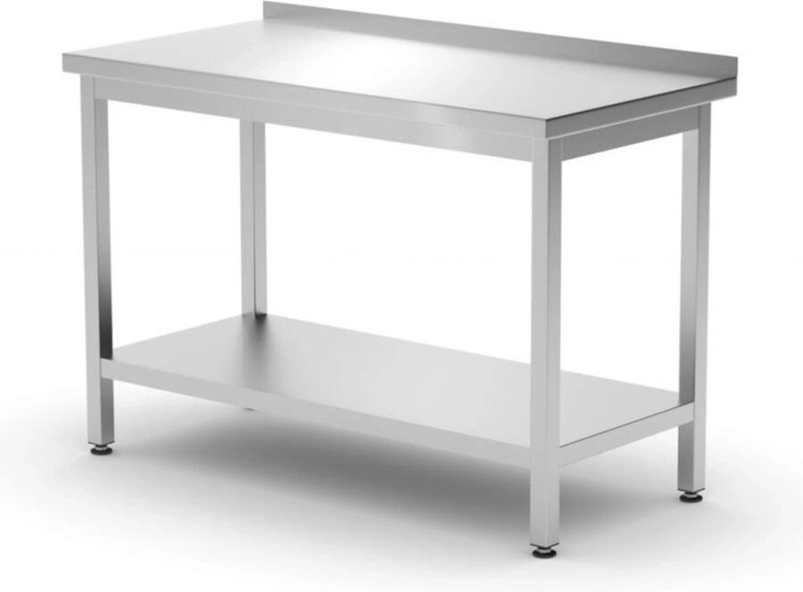 Hendi Werktafel Met Opstaande Rand En Schap 600 Mm Diep Kitchen Line 1200x600x(H)850mm 811474 Horeca & Professioneel