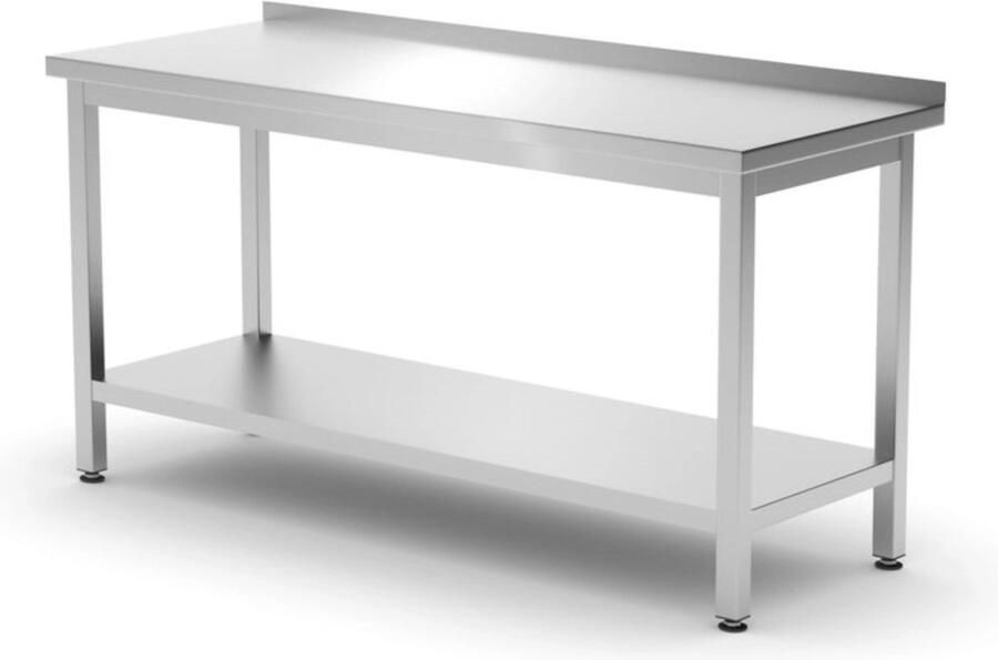 Hendi Werktafel Met Opstaande Rand En Schap 600 Mm Diep Kitchen Line 1600x600x(H)850mm 811498 Horeca & Professioneel