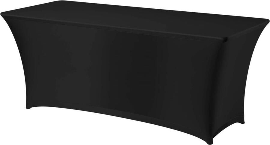 HENDI Rechthoekige tafelhoes – Easy-Jersey stof – Strijkvrij – Zwart – 1500x760x730 mm