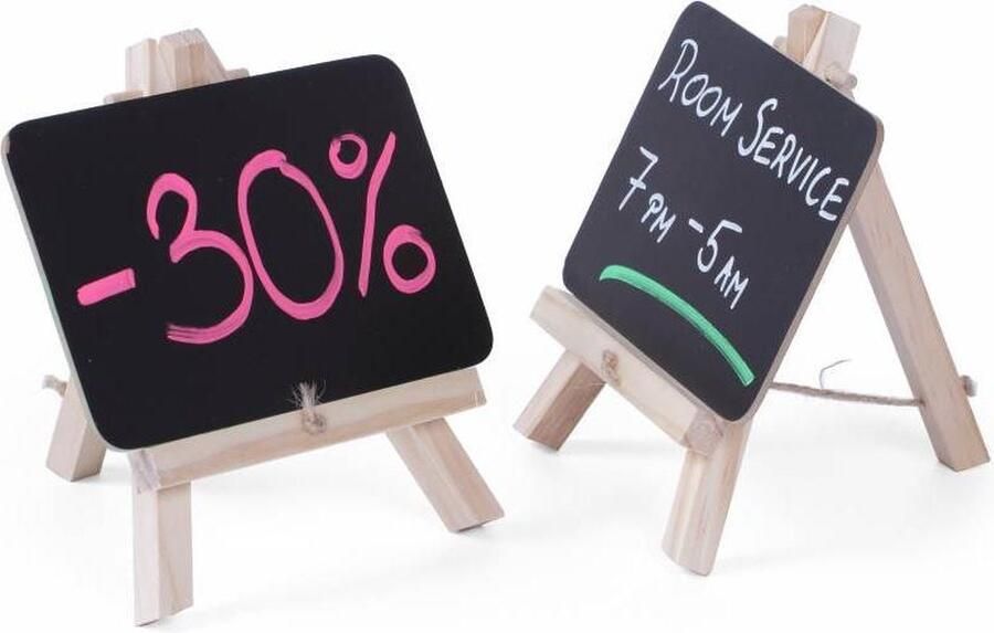 Hendi Tafel krijtbord met houten standaard 2 stuks 148x130x120 mm zwart