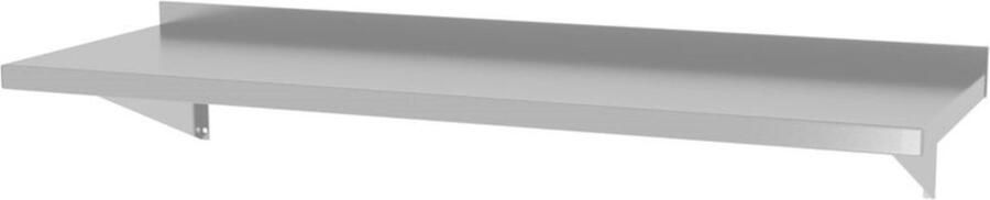 HENDI Wandplank met opstaande rand – 1200x300x250 mm – roestvast staal – inclusief bevestigingsbeugels