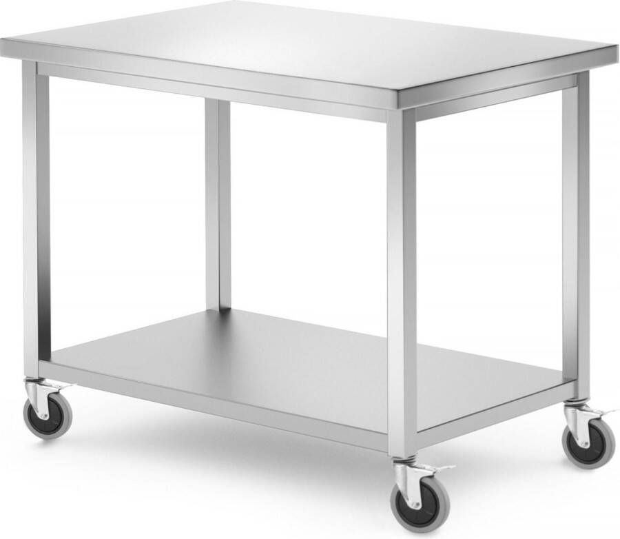 Hendi Mobiele Tafel met Plank geschroefd Diepte: 700 Mm. Kitchen Line 1000x700x(H)850mm 815786 Horeca & Professioneel