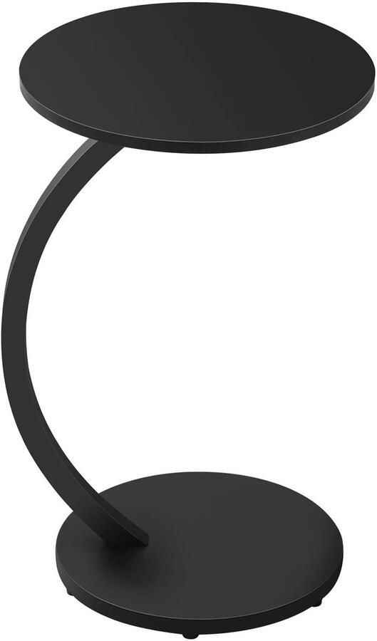 Hennova Bijzettafel rond Salontafel Ruimtebesparend Stevig Krasbestendig Waterbestendig Verstelbare voetjes Rond Zwart 40x64.5 cm