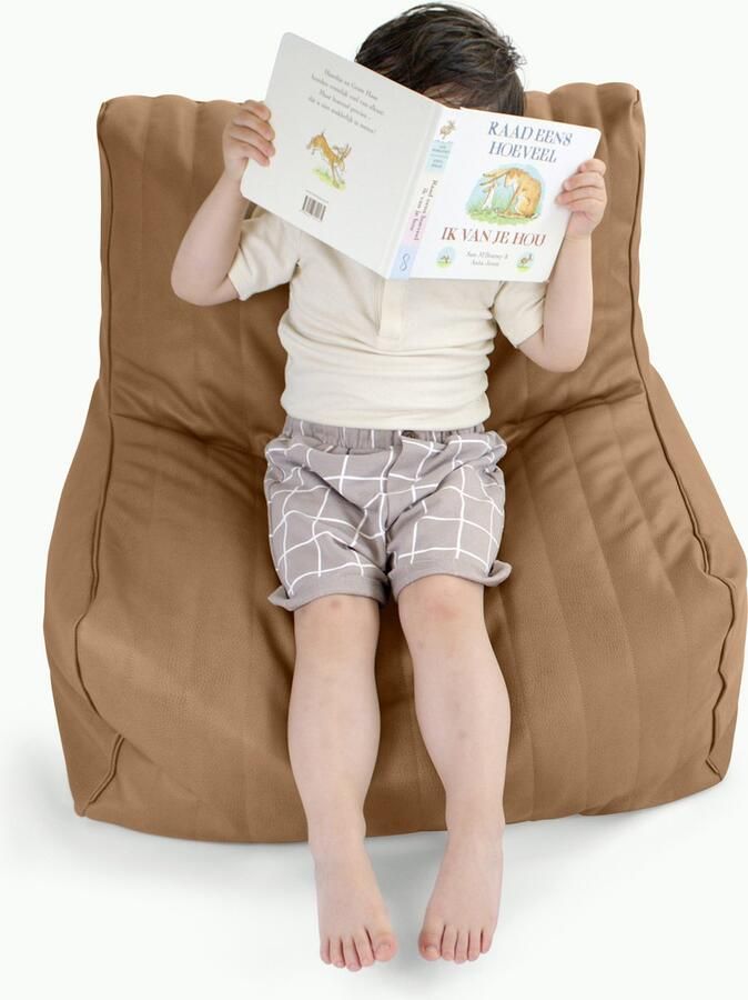 HENVAE Kinder zitzak Kinder zetel Zitzak voor kinderen Bruin Vegan Leer Met Vulling Loungestoel Sofa Beanbag Lounger Vlekbestendig Waterbestendig Speelkamer Kinderkamer decoreren Peuterkamer voor Kinderen Cadeau tip