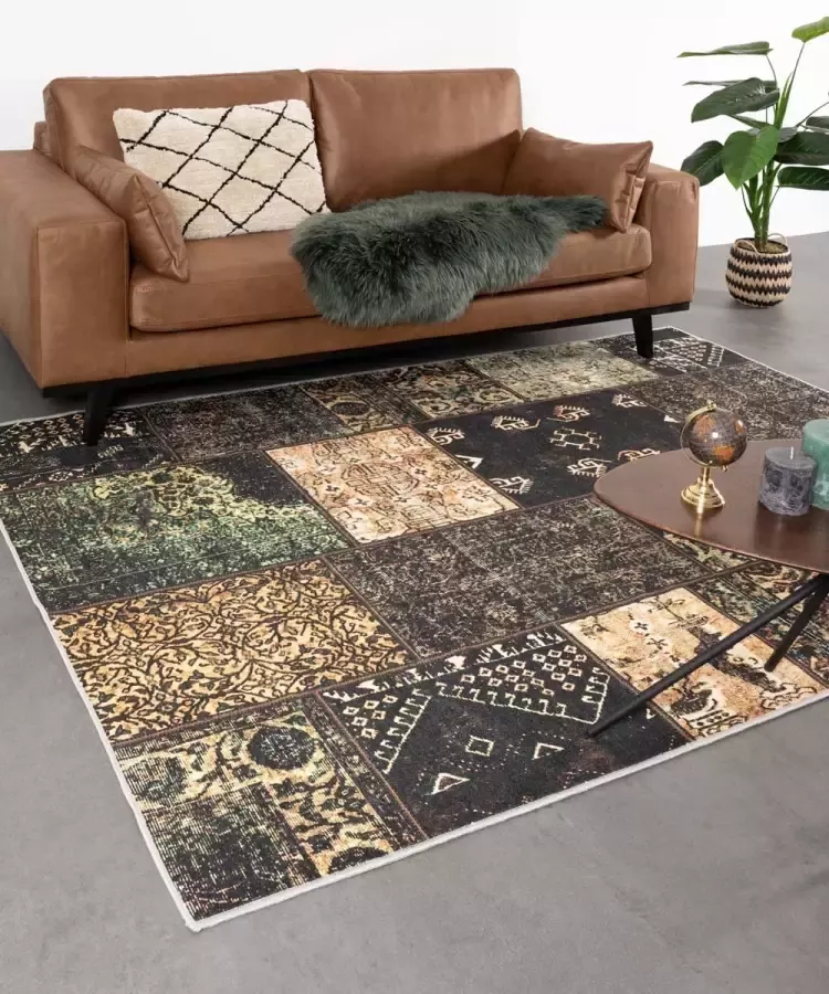 Heritaged Patchwork vloerkleed Ancient Olive No.4 140x200 cm