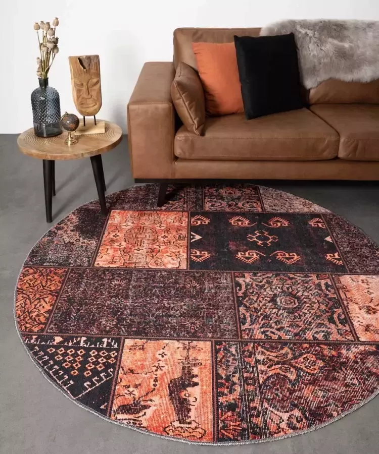 Heritage Rond patchwork vloerkleed Ancient African Sunset No.5 120 cm rond