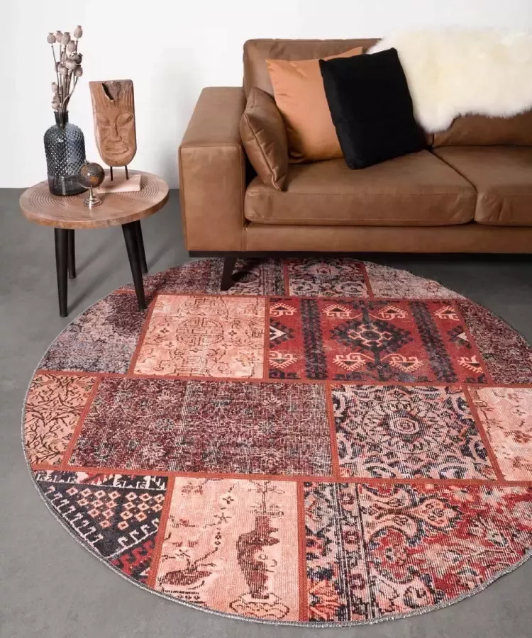 Heritage Rond patchwork vloerkleed Ancient Rusty Red No.6 200 cm rond