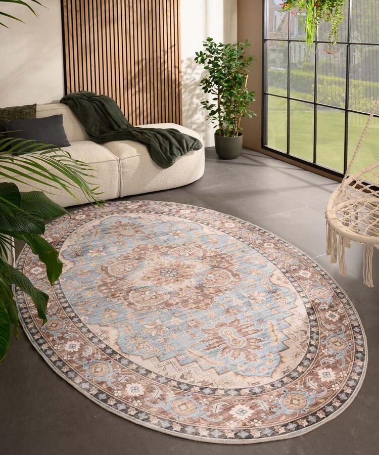 Heritaged Buitenkleed ovaal Vintage Valenca Fino lichtblauw 120x160 cm