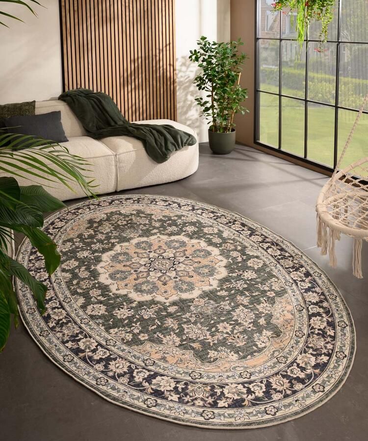 Heritaged Buitenkleed ovaal Vintage Valenca Nova donkergroen 200x290 cm