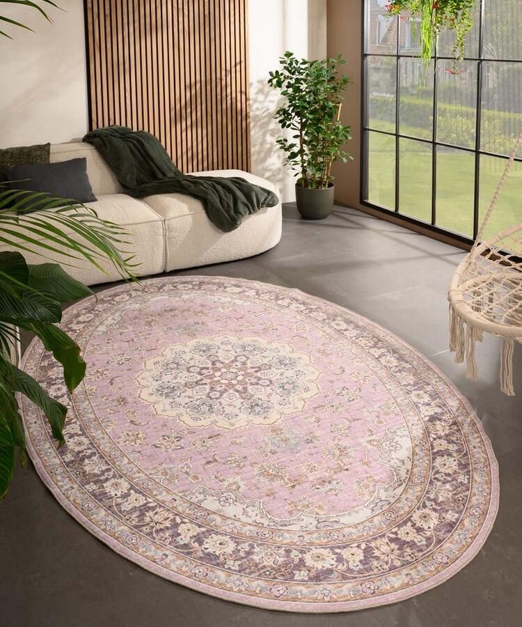Heritaged Buitenkleed ovaal Vintage Valenca Nova paars roze 160x230 cm
