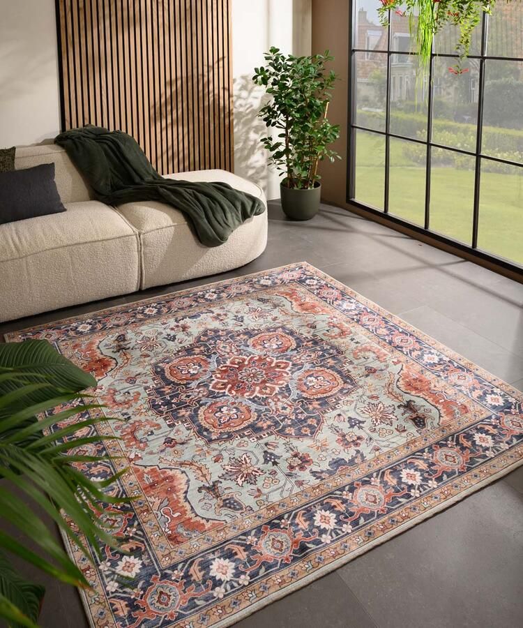 Heritaged Buitenkleed vierkant Vintage Valenca Fino groen blauw 200x200 cm