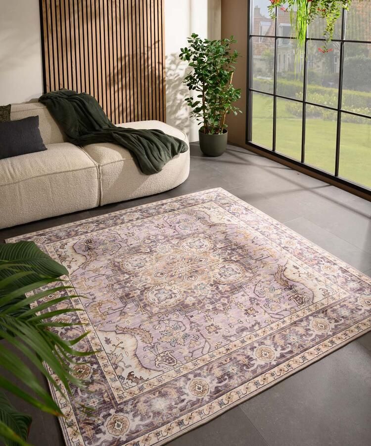 Heritaged Buitenkleed vierkant Vintage Valenca Fino paars roze 160x160 cm