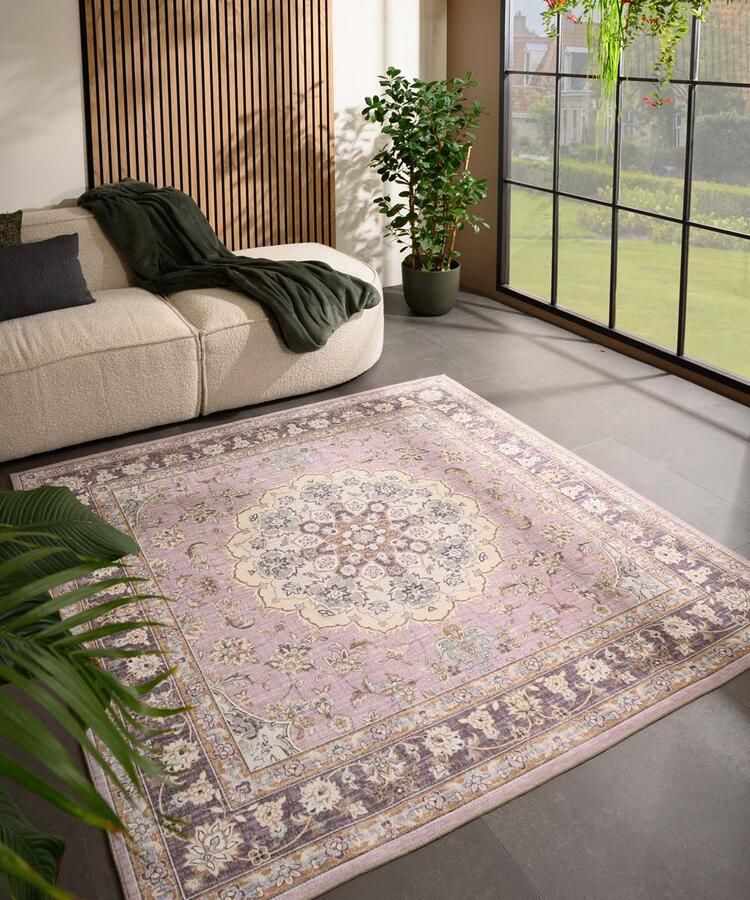 Heritaged Buitenkleed vierkant Vintage Valenca Nova paars roze 160x160 cm