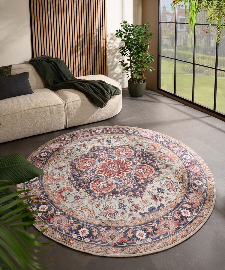 Heritaged Rond Vintage buitenkleed Valenca Fino groen blauw 230 cm rond