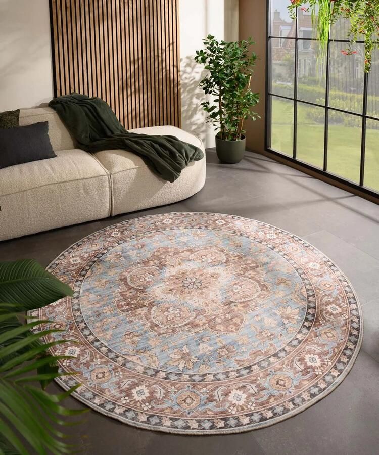 Heritaged Rond Vintage buitenkleed Valenca Fino lichtblauw 200 cm rond