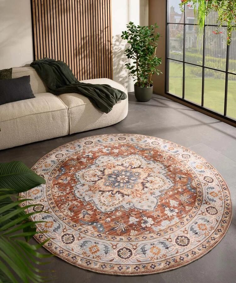Heritaged Rond Vintage buitenkleed Valenca Fino terracotta 160 cm rond